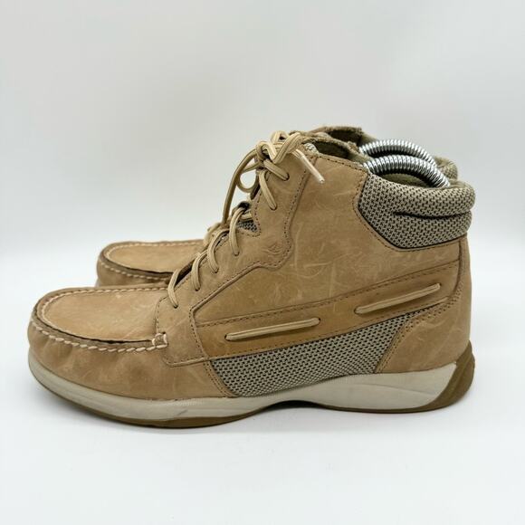 Sperry Top-Sider Women's Langley Lace Up Ankle Boots Linen/Tan Size 9 Nautical - Picture 6 of 10